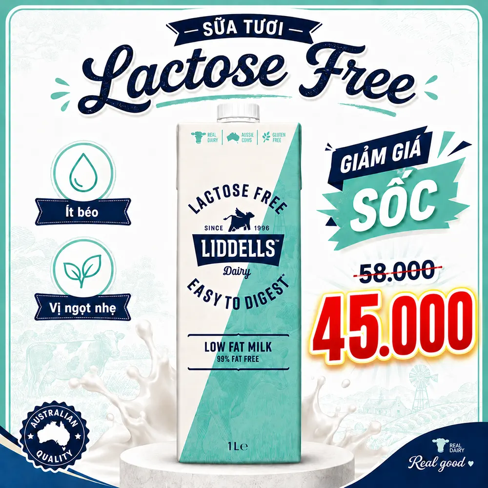 Liddells Lactose Free Low Fat 1L