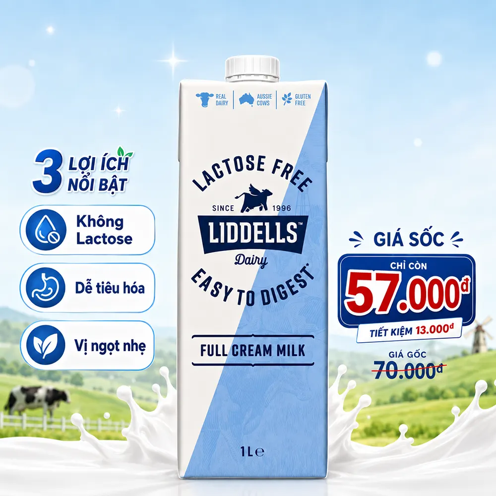 Liddells Lactose Free Full Cream 1L